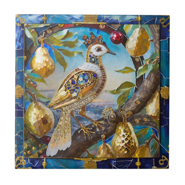 A Partridge in a Pear Tree Ceramic Tile (Front)