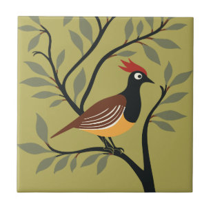 A Partridge In A Pear Tree Cut-Out Stencil Retro 7 Ceramic Tile