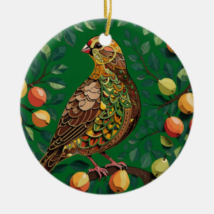 A Partridge In A Pear Tree Cut-Out Stencil-Style Ceramic Ornament