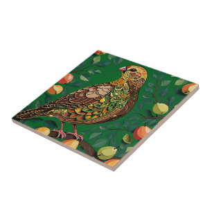A Partridge In A Pear Tree Cut-Out Stencil-Style Ceramic Tile