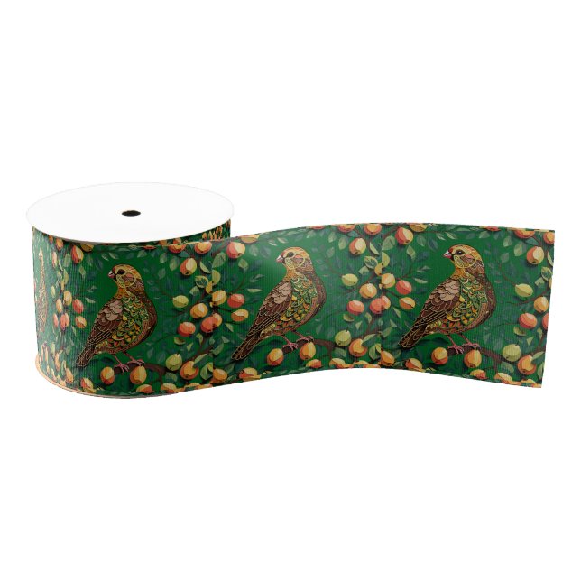 A Partridge In A Pear Tree Cut-Out Stencil-Style  Grosgrain Ribbon (Spool)