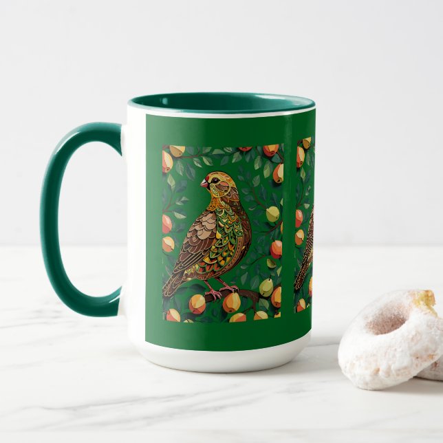 A Partridge In A Pear Tree Cut-Out Stencil-Style Mug (With Donut)