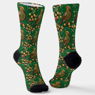 A Partridge In A Pear Tree Cut-Out Stencil-Style Socks