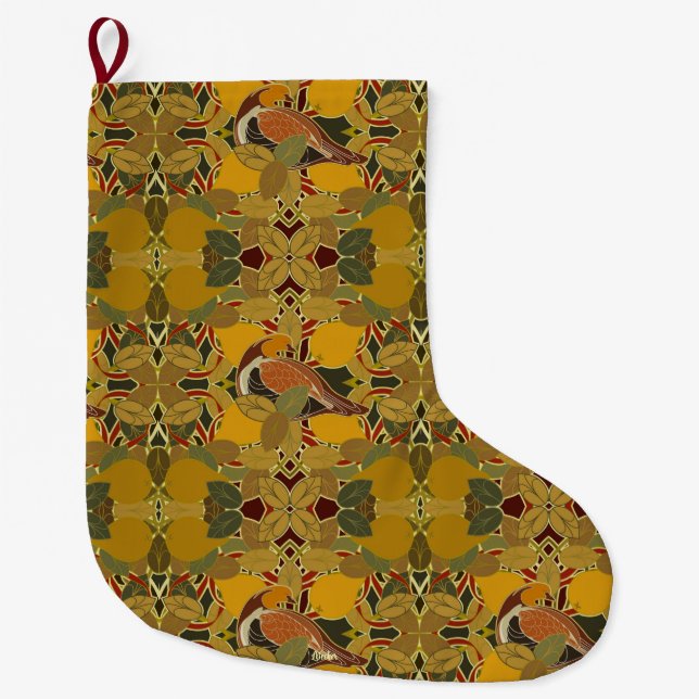 A Partridge In A Pear Tree Large Christmas Stocking (Front)