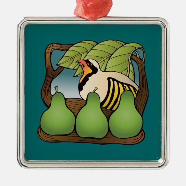 A partridge in a pear tree metal tree decoration (Front)