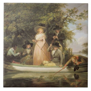 A Party Angling (oil on canvas) Ceramic Tile