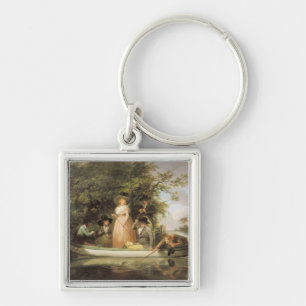 A Party Angling (oil on canvas) Key Ring