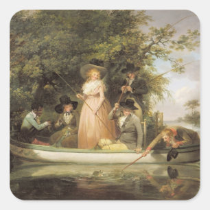 A Party Angling (oil on canvas) Square Sticker