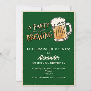 A Party Is Brewing Rustic Beer Milestone Birthday Invitation