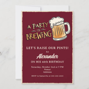 A Party Is Brewing Rustic Beer Milestone Birthday Invitation