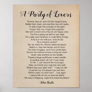 A Party of Lovers Poem by John Keats Vintage Poster