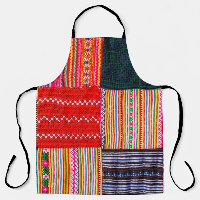 a Patchwork quilt in multicolor asian style Apron (Front)