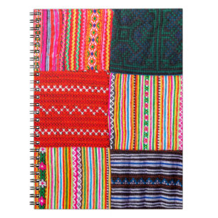 a Patchwork quilt in multicolor asian style Notebook