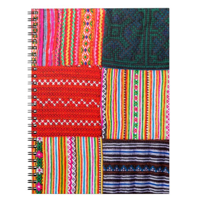 a Patchwork quilt in multicolor asian style Notebook (Front)