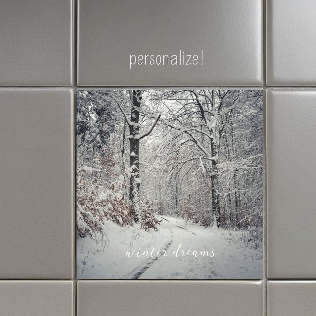  A path through the enchanted winter forest Ceramic Tile (Creator Uploaded)