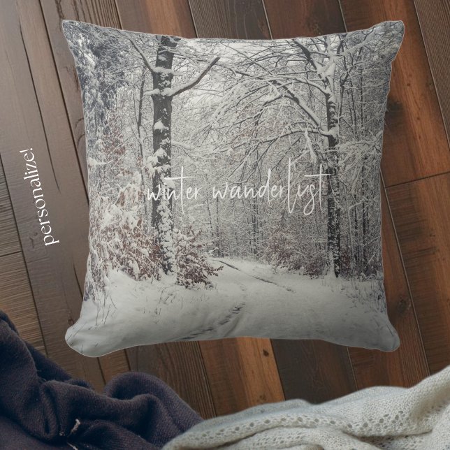  A path through the enchanted winter forest Cushion (Creator Uploaded)