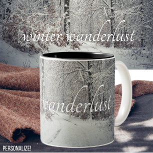 A path through the enchanted winter forest Two-Tone Coffee Mug