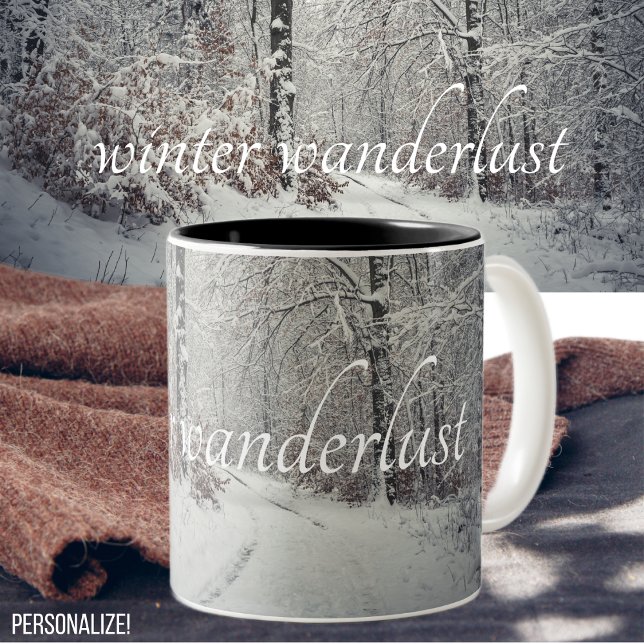  A path through the enchanted winter forest Two-Tone Coffee Mug (Creator Uploaded)