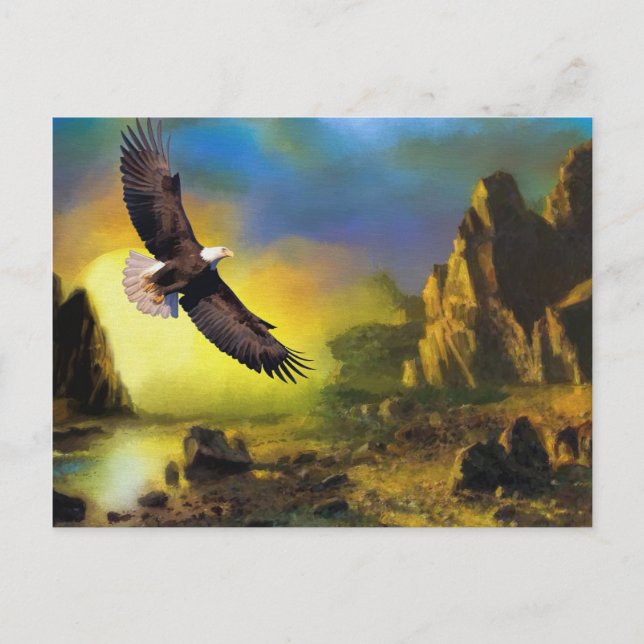A Patriotic Design with Bald Eagle Flying High Postcard (Front)