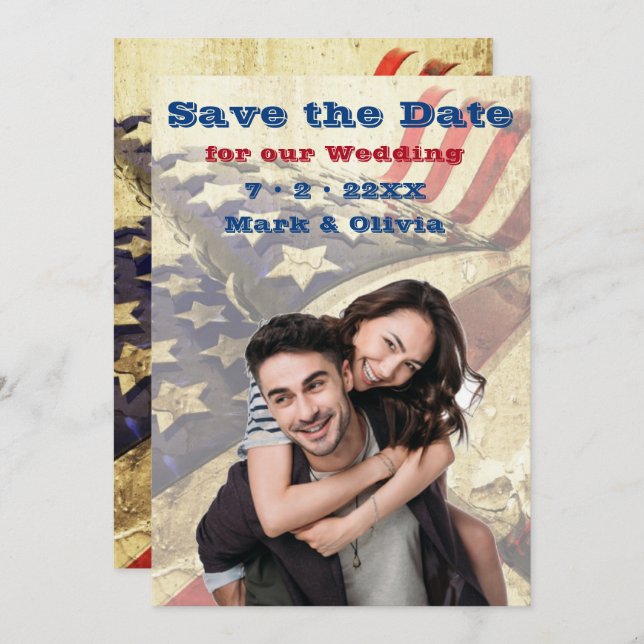 A Patriotic Save The Date Flat Card (Front/Back)