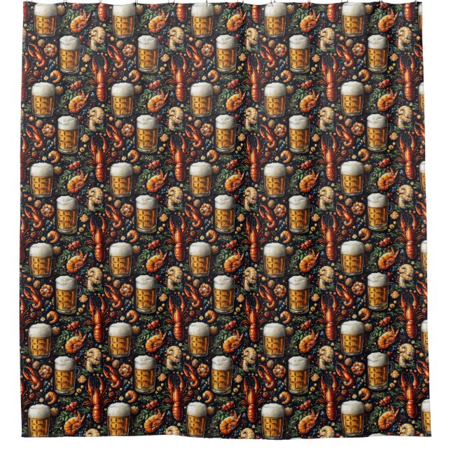 A pattern for beer and seafood lovers. shower curtain (Front)