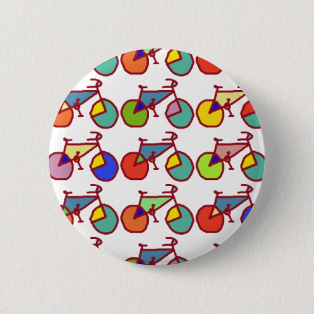 a pattern of colourful bikes 6 cm round badge (Front)
