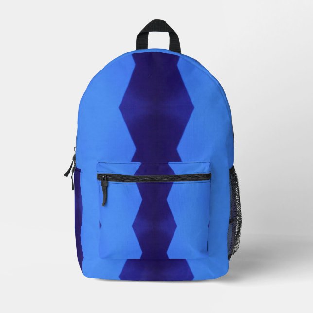 A Pattern of Dark & Baby Blue Lines Printed Backpack (Front)