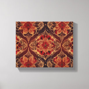 a pattern of flowers on a black background canvas print