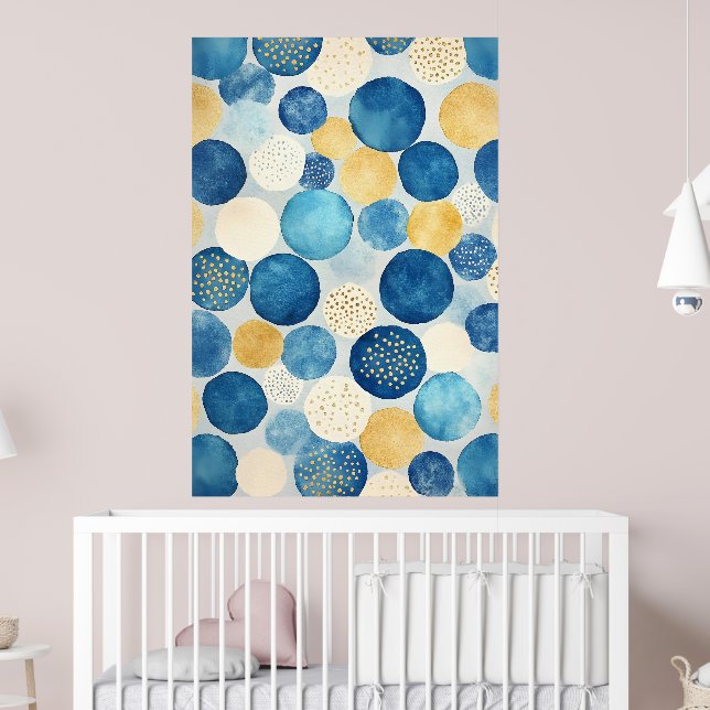 A pattern of overlapping circles in shades of blue poster (Nursery 2)