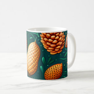A Pattern of Pinecones and Acorns Coffee Mug