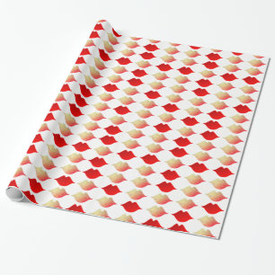 a pattern of red lips . reddish mouths wrapping paper