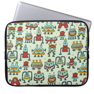 A pattern of robots - aliens. illustration.  laptop sleeve