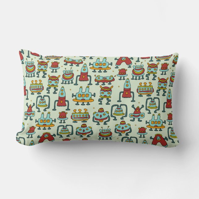 A pattern of robots - aliens. illustration.  lumbar cushion (Front)