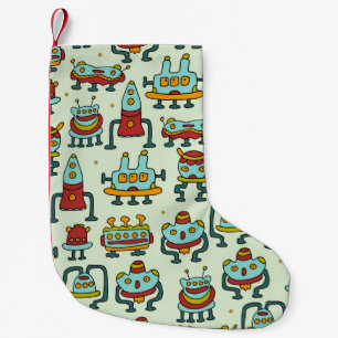 A pattern of robots - aliens. illustration.  small christmas stocking