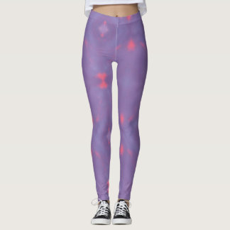 A Pattern of Spring Purple and Pink Leggings