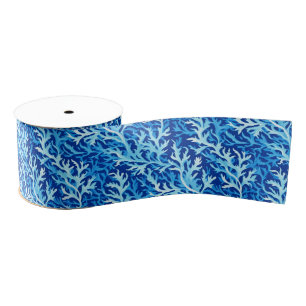 a pattern of stylised, seaweed-inspired fronds in grosgrain ribbon