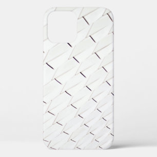 A pattern of white geometric shapes in a facade iPhone 12 case