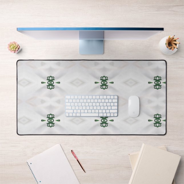 A Pattern of White Snow and Christmas Ribbon Desk Mat (Office 1)