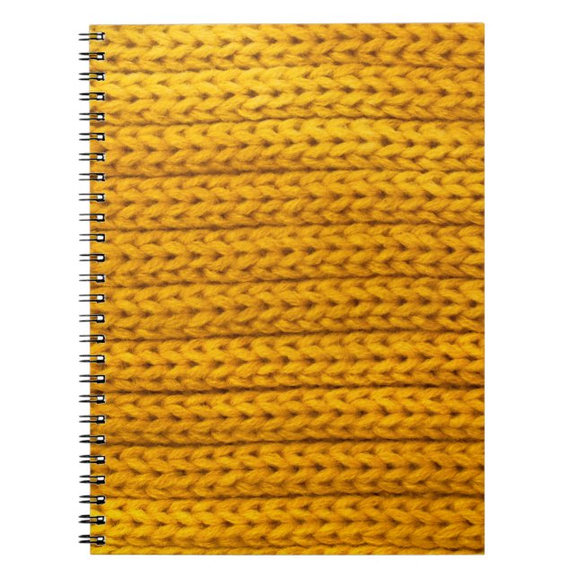 A pattern of yellow knitted fabric of yarn. notebook (Front)