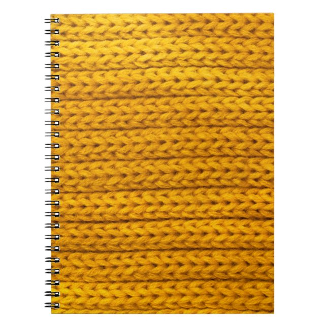 A pattern of yellow knitted fabric of yarn. notebook (Front)