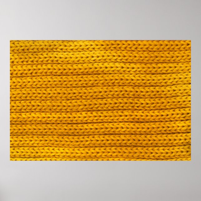 A pattern of yellow knitted fabric of yarn. poster (Front)