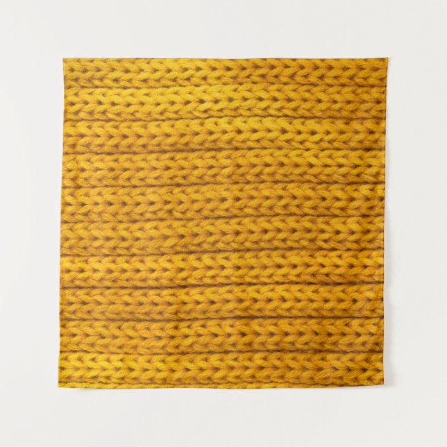 A pattern of yellow knitted fabric of yarn. tapestry (Front)