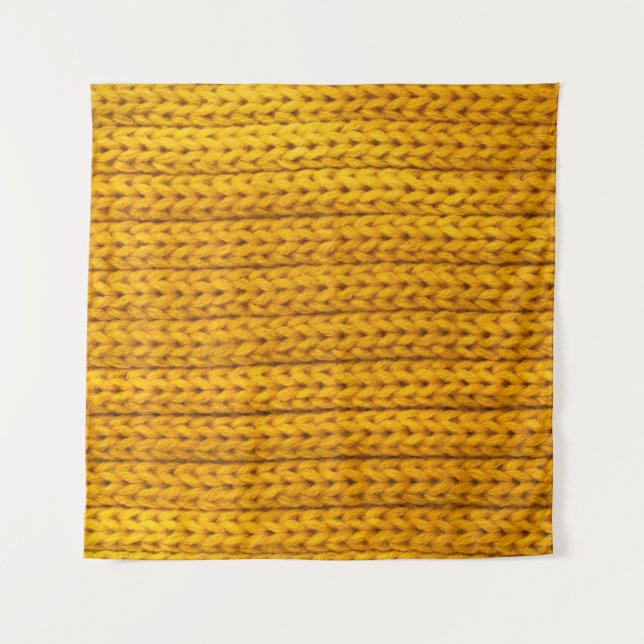 A pattern of yellow knitted fabric of yarn. tapestry (Front)
