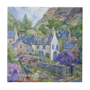 A Peaceful Scottish Village Ceramic Tile
