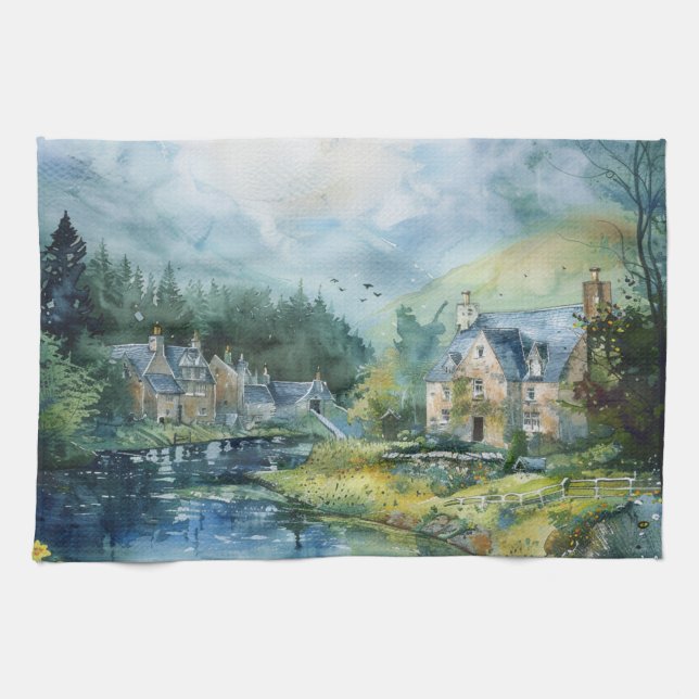A Peaceful Scottish Village Tea Towel (Horizontal)