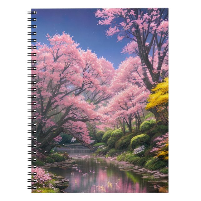 A Peaceful Stream Meanders through a Lush Forest Notebook (Front)