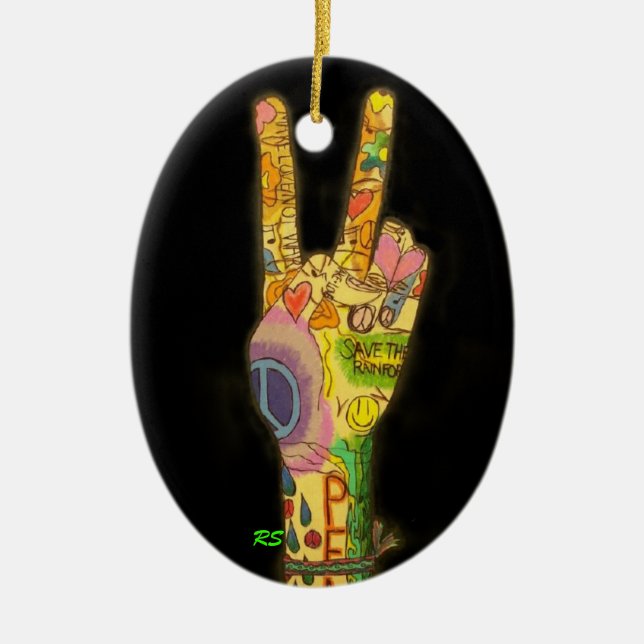 A Peaceful Theme - Peace Sign Ceramic Tree Decoration (Front)