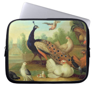 A Peacock, Doves, Chickens and a Jay in a Park Laptop Sleeve