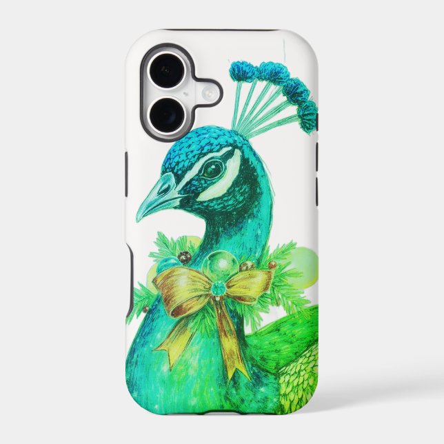 A Peacock Dressed For a Merry Christmas iPhone (Back)
