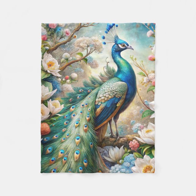 A Peacock Fleece Blanket (Front)